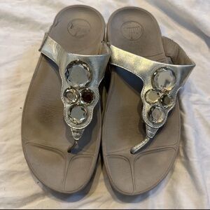 FitFlop Lunetta Womens Size 6 Gold Casual Slides Slipper Flip Fop Thong Sandals